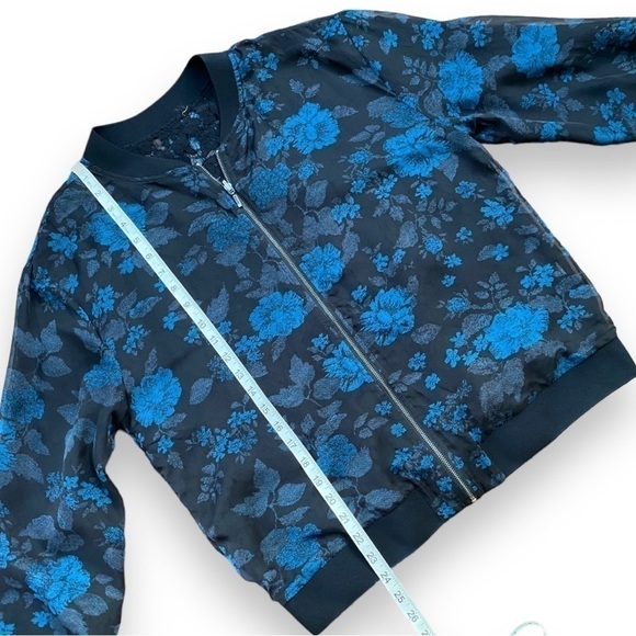 Ruff Hewn Black and Blue Floral Lace Reversible Bomber Jacket | Size M/L - Picture 10 of 13
